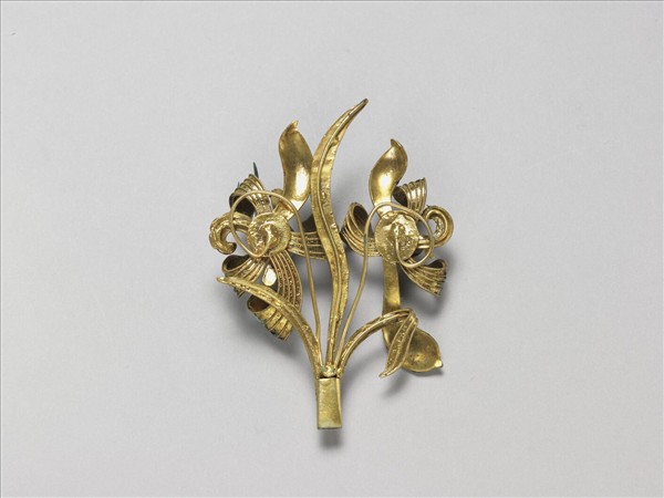 銀鍍金嵌珠點翠蘭花簪首