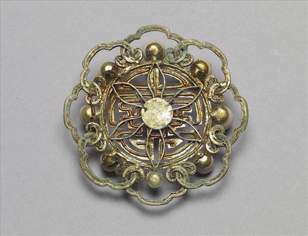 銀鍍金壽字面簪