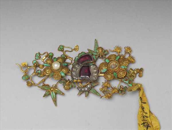 銀鍍金梅花簪花