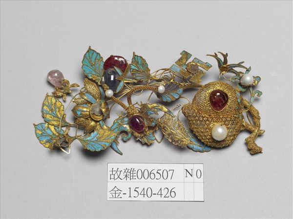 銀鍍金福壽簪花