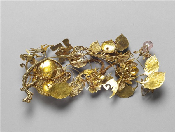 銀鍍金福壽簪花