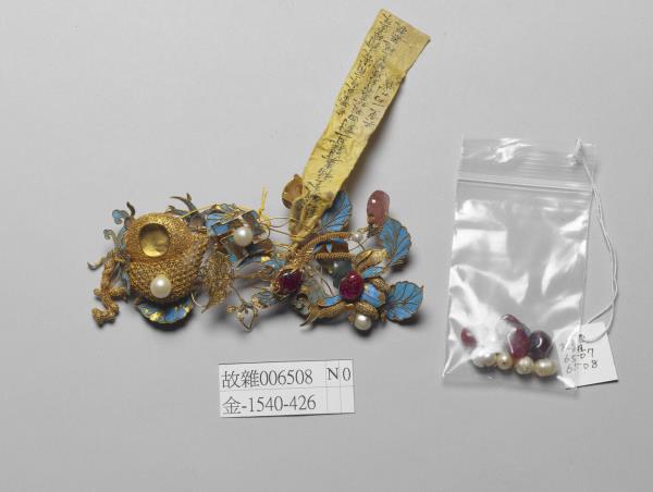 銀鍍金福壽簪花