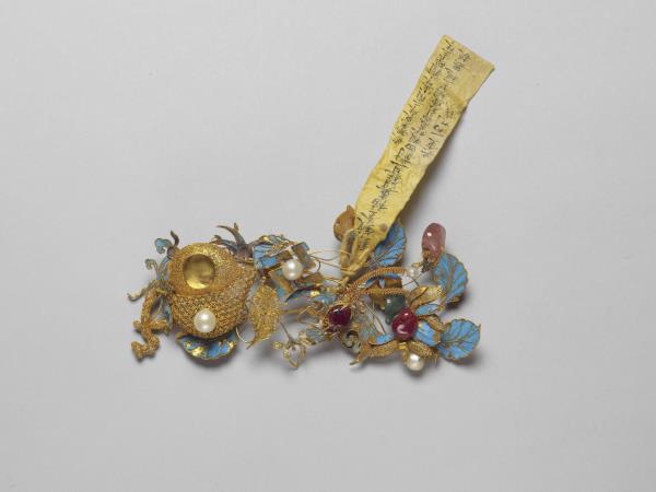 銀鍍金福壽簪花