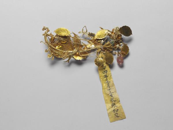 銀鍍金福壽簪花