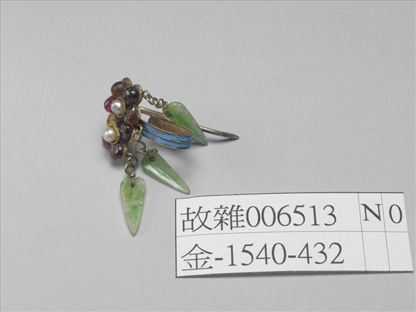 銀鍍金嵌珠寶花卉耳飾