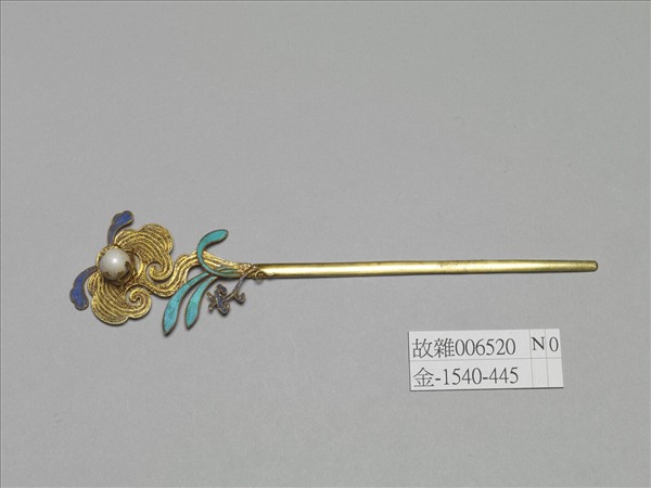 銀鍍金纍絲靈芝簪