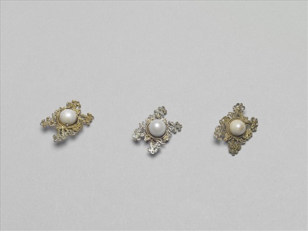 銀鍍金嵌珍珠飾件