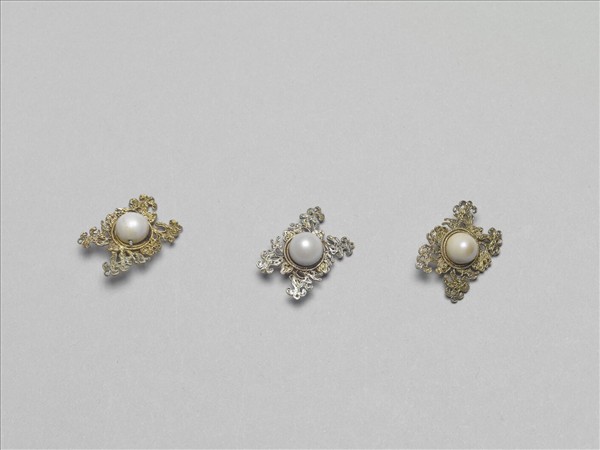 銀鍍金嵌珍珠飾件