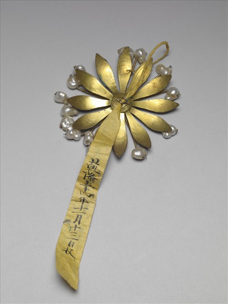 銀鍍金攢草花結子