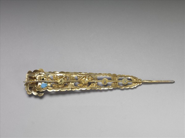 銀鍍金五福釵簪