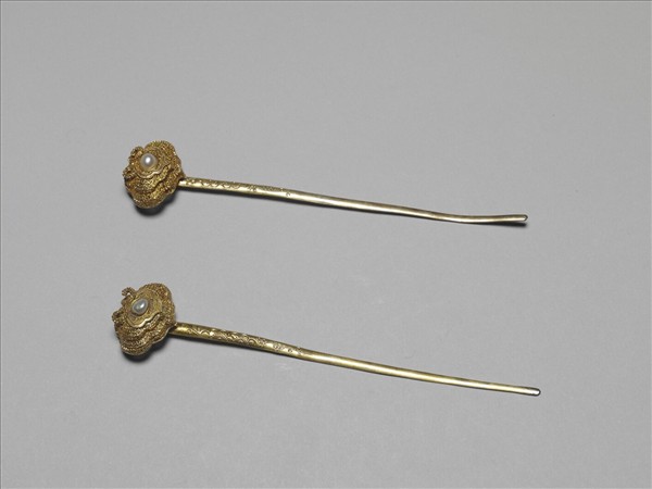 銀鍍金小如意簪