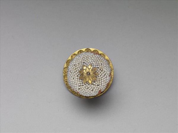 銀鍍金緝米珠萬福帽頂