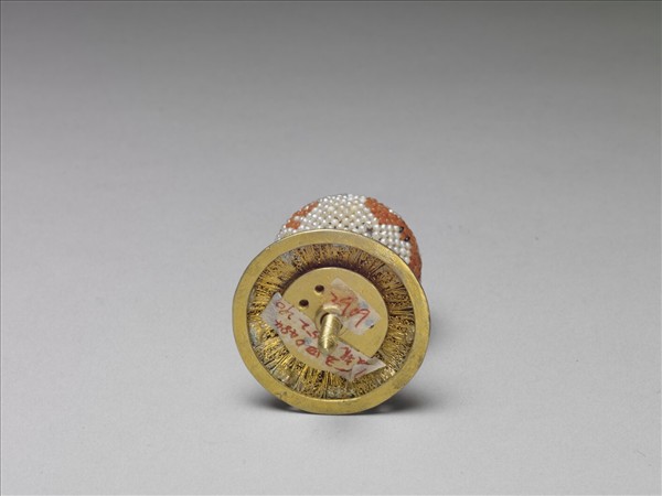 銀鍍金緝米珠萬福帽頂