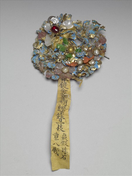 銀鍍金花卉蝴蝶簪