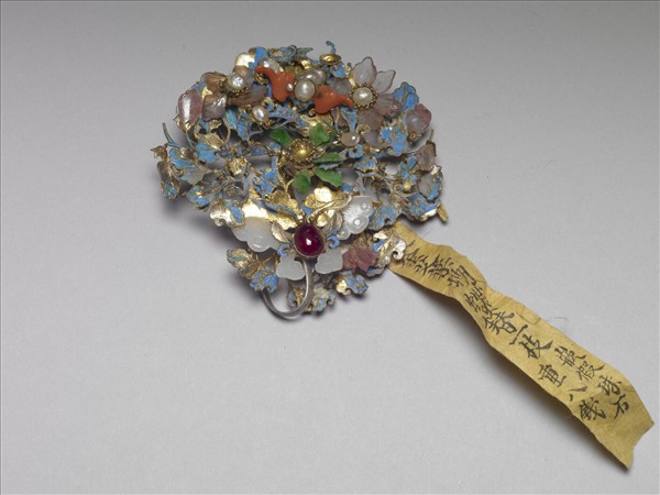 銀鍍金花卉蝴蝶簪