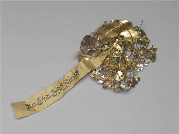 銀鍍金花卉蝴蝶簪