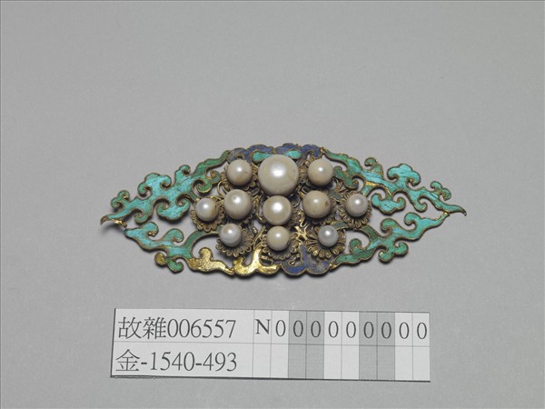 銀鍍金嵌珠菊花結子