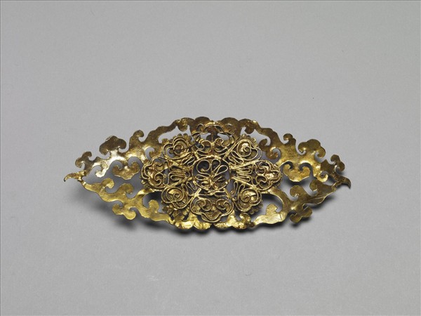 銀鍍金嵌珠菊花結子