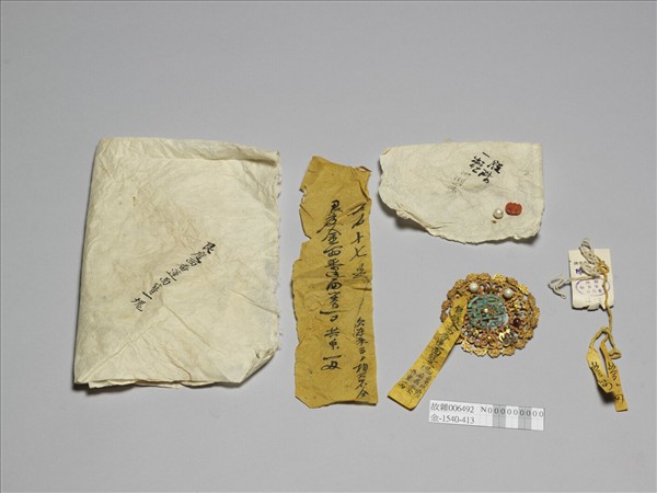 銀鍍金壽字面簪