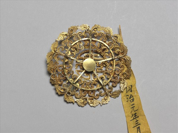 銀鍍金壽字面簪