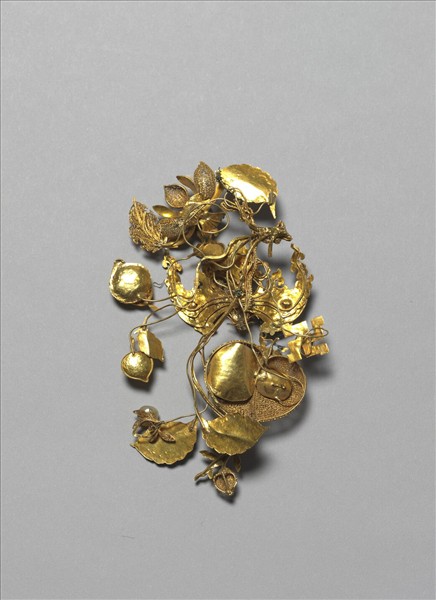 銀鍍金福壽簪花