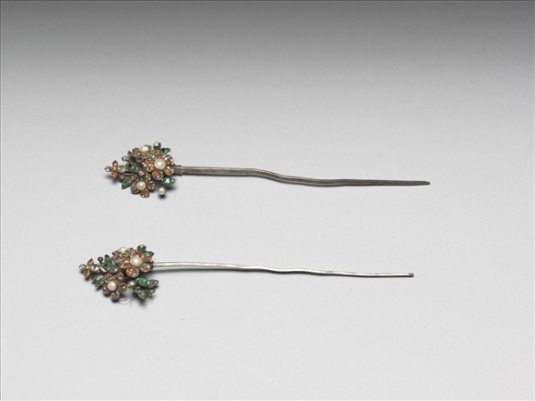 銀鑲西洋玻璃花簪