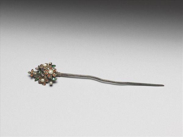 銀鑲西洋玻璃花簪