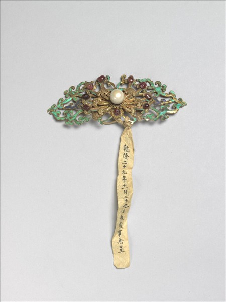 銀鍍金纍絲點翠蓮花簪