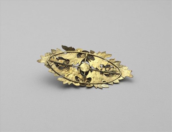 銀鍍金點翠嵌珠海棠結子