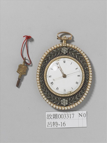 銅鍍金嵌珠寶橢圓形懷錶