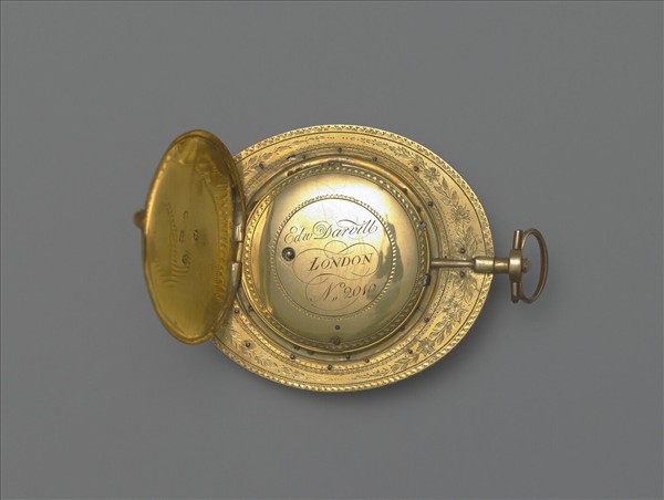 銅鍍金嵌珠寶橢圓形懷錶