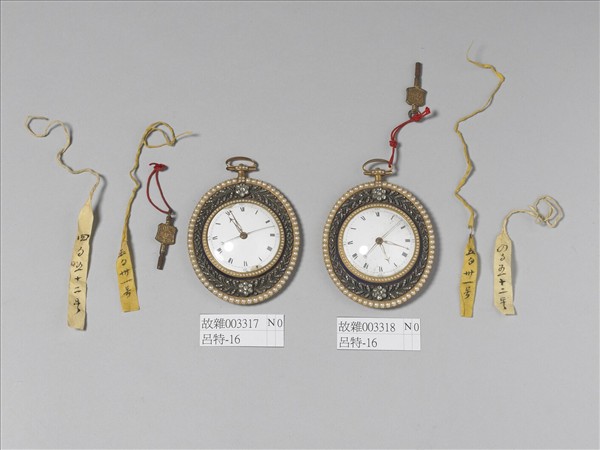 銅鍍金嵌珠寶橢圓形懷錶