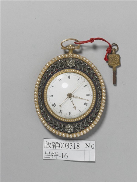 銅鍍金嵌珠寶橢圓形懷錶