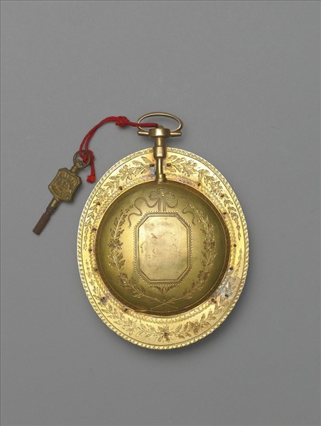 銅鍍金嵌珠寶橢圓形懷錶