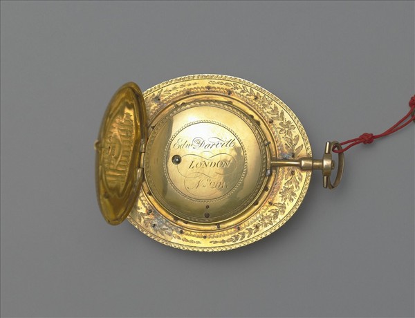 銅鍍金嵌珠寶橢圓形懷錶