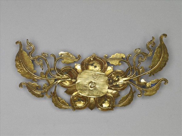 銀鍍金嵌珠花簪花