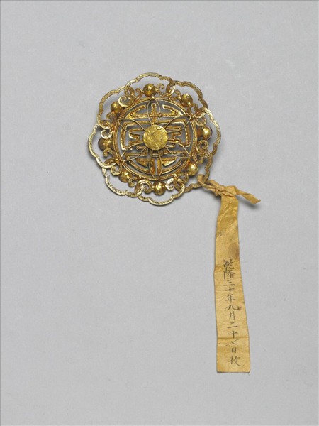 銀鍍金壽字面簪