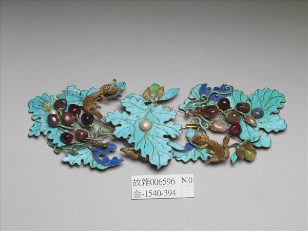 銀鍍金松鼠葡萄簪首