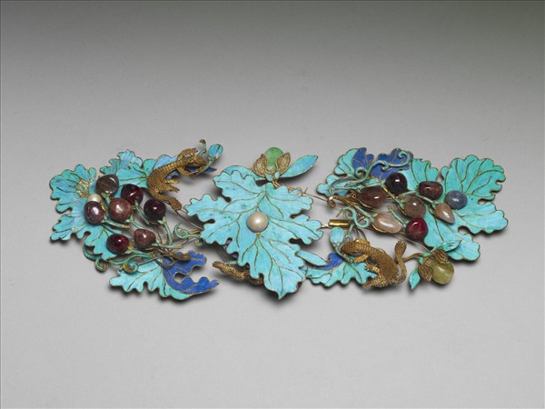 銀鍍金松鼠葡萄簪首