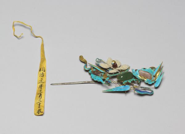 銀鍍金竹梅花藍簪