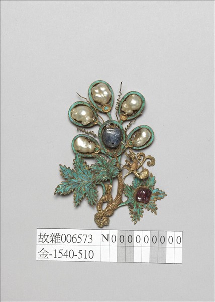 銀鍍金松鼠葡萄簪首