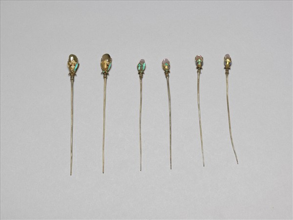 銀鍍金抱頭蓮針