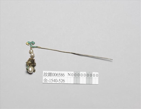 銀鍍金嵌珠寶花籃步搖