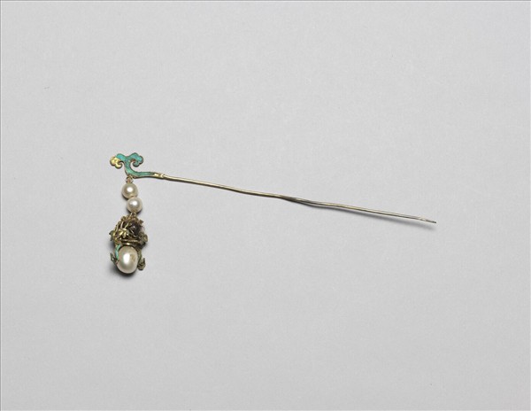 銀鍍金嵌珠寶花籃步搖