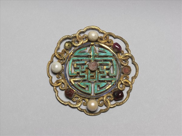 銀鍍金壽字面簪花