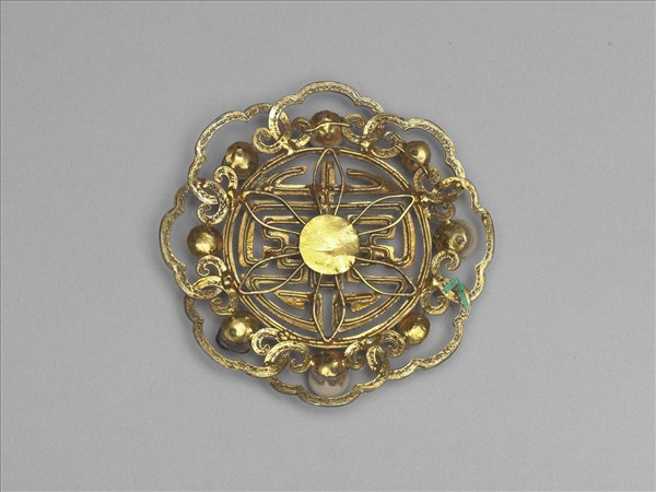 銀鍍金壽字面簪花