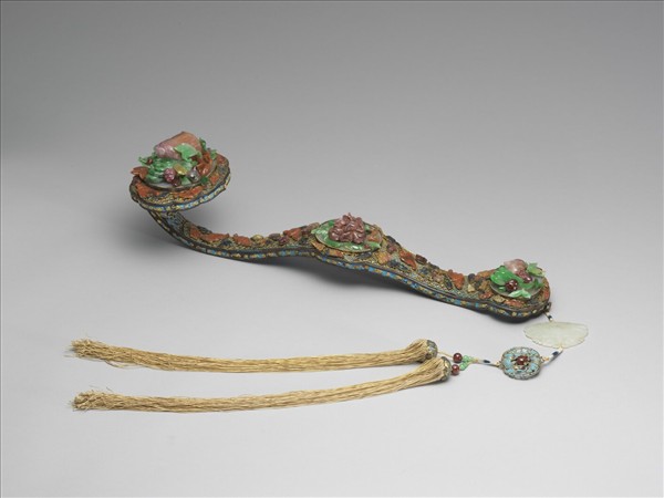 紅木鑲寶石如意