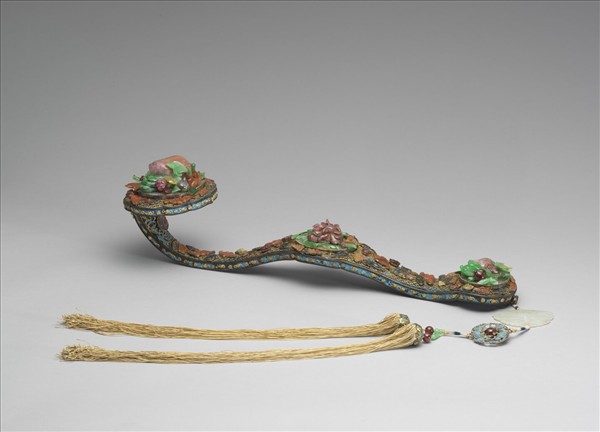 紅木鑲寶石如意