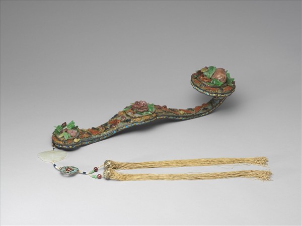 紅木鑲寶石如意