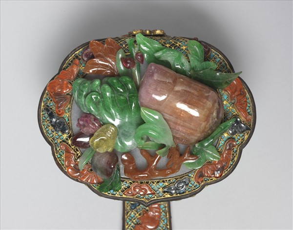 紅木鑲寶石如意